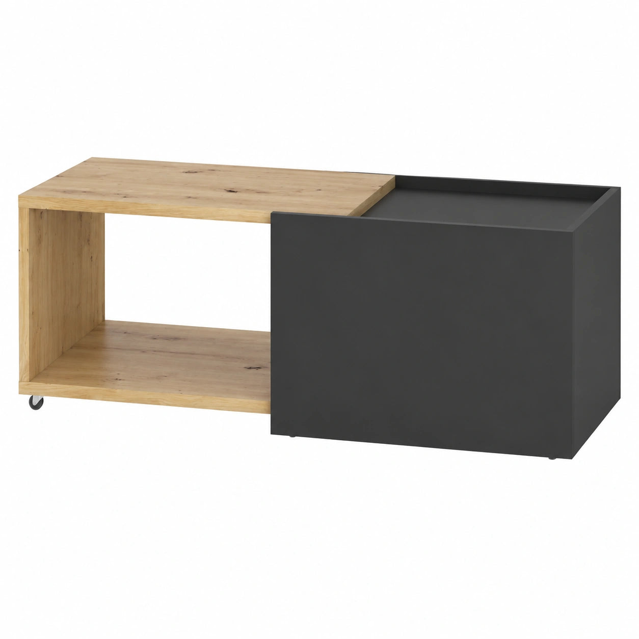 Table basse, extensible, en chêne, coloris noir, pour le salon