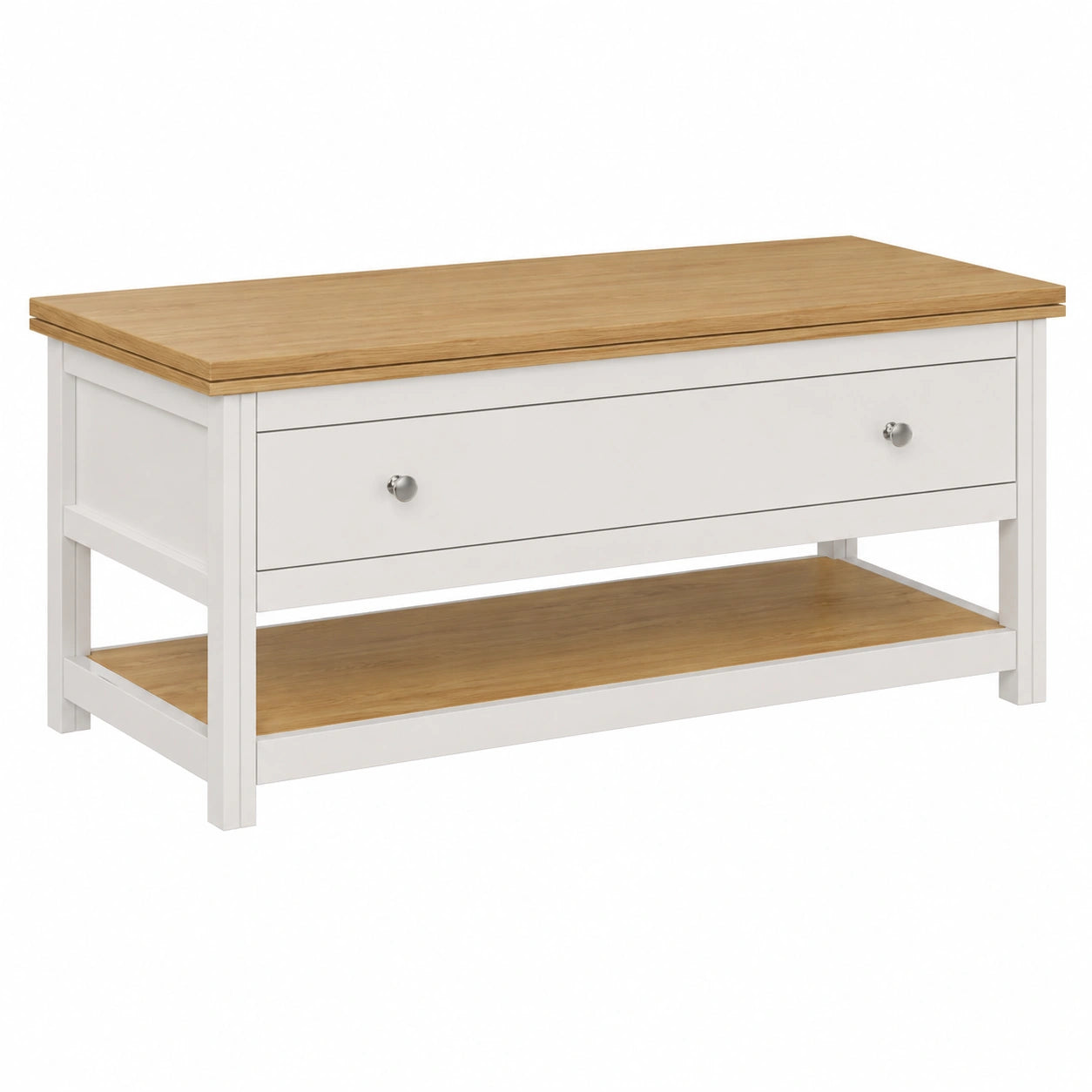 Table basse, en chêne, 100 x 40 cm, coloris blanc, pour le salon
