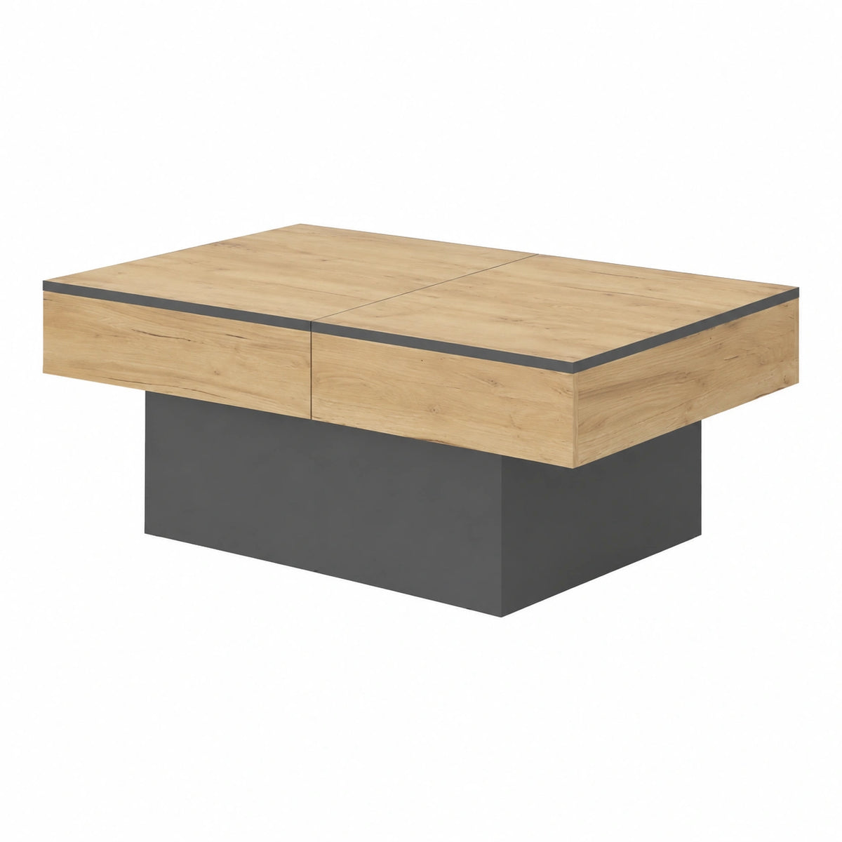 Table basse, en chêne, coloris anthracite et doré, 95 x 58 cm, pour le salon