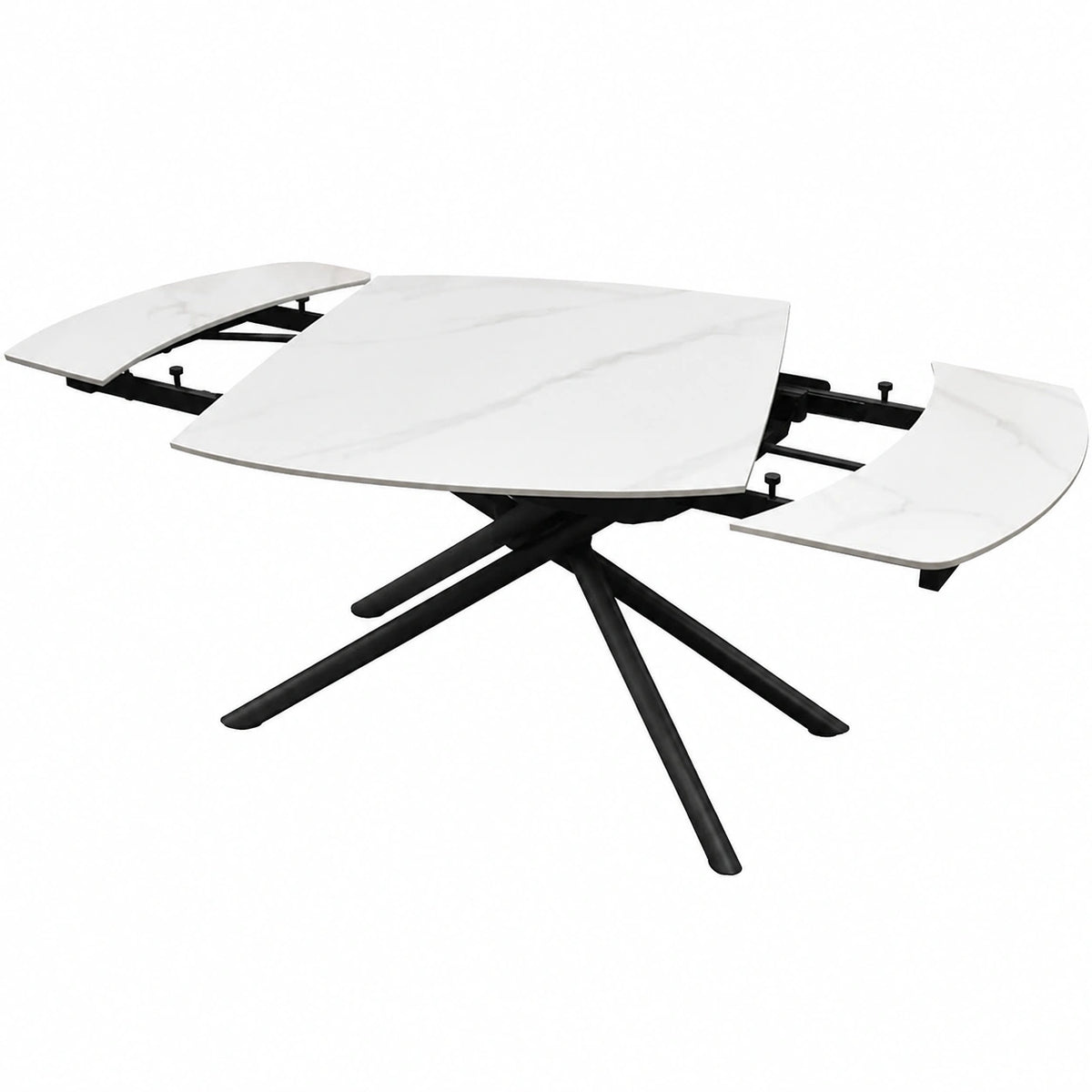 Table, extensible, pivotant, en métal, 120 x 88 x 76 cm, coloris noir et blanc, pour les espaces de vie