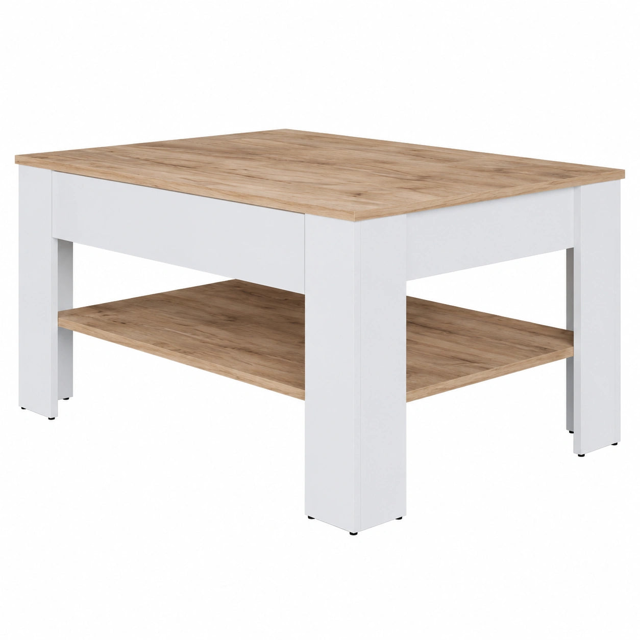 Table basse, en chêne, coloris blanc, 92,2 x 65 cm, pour le salon