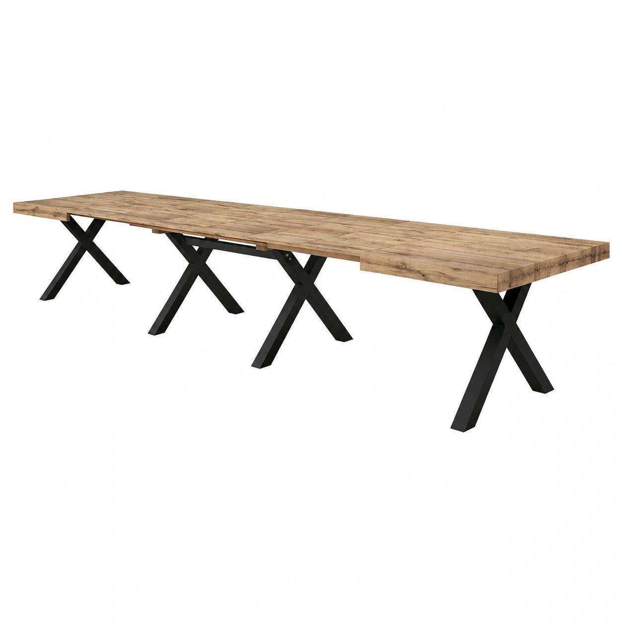 Table, extensible, en chêne et panneaux de bois, coloris noir, pour les espaces de vie
