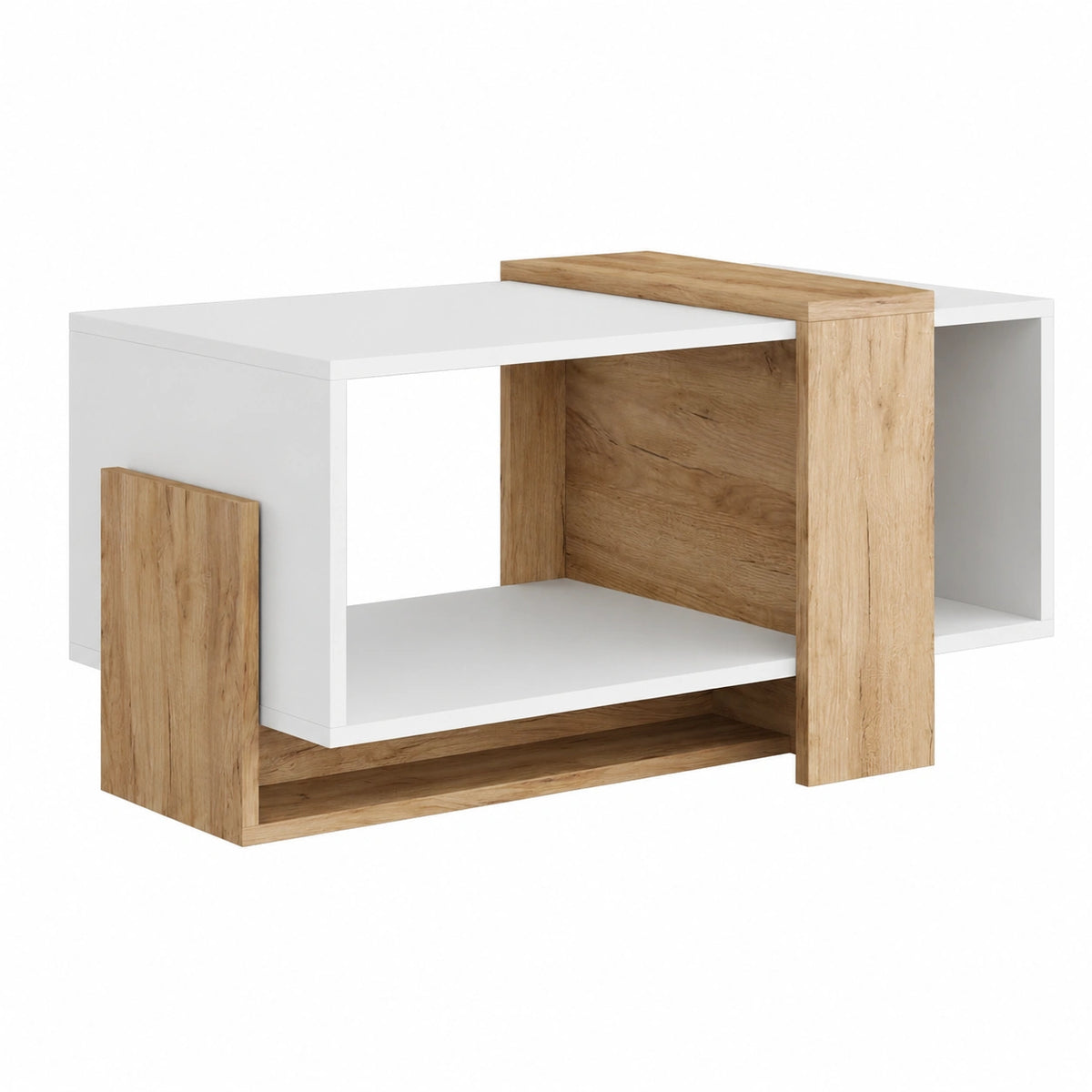 Table basse, en chêne, 91,8 x 49 cm, coloris blanc, pour le salon