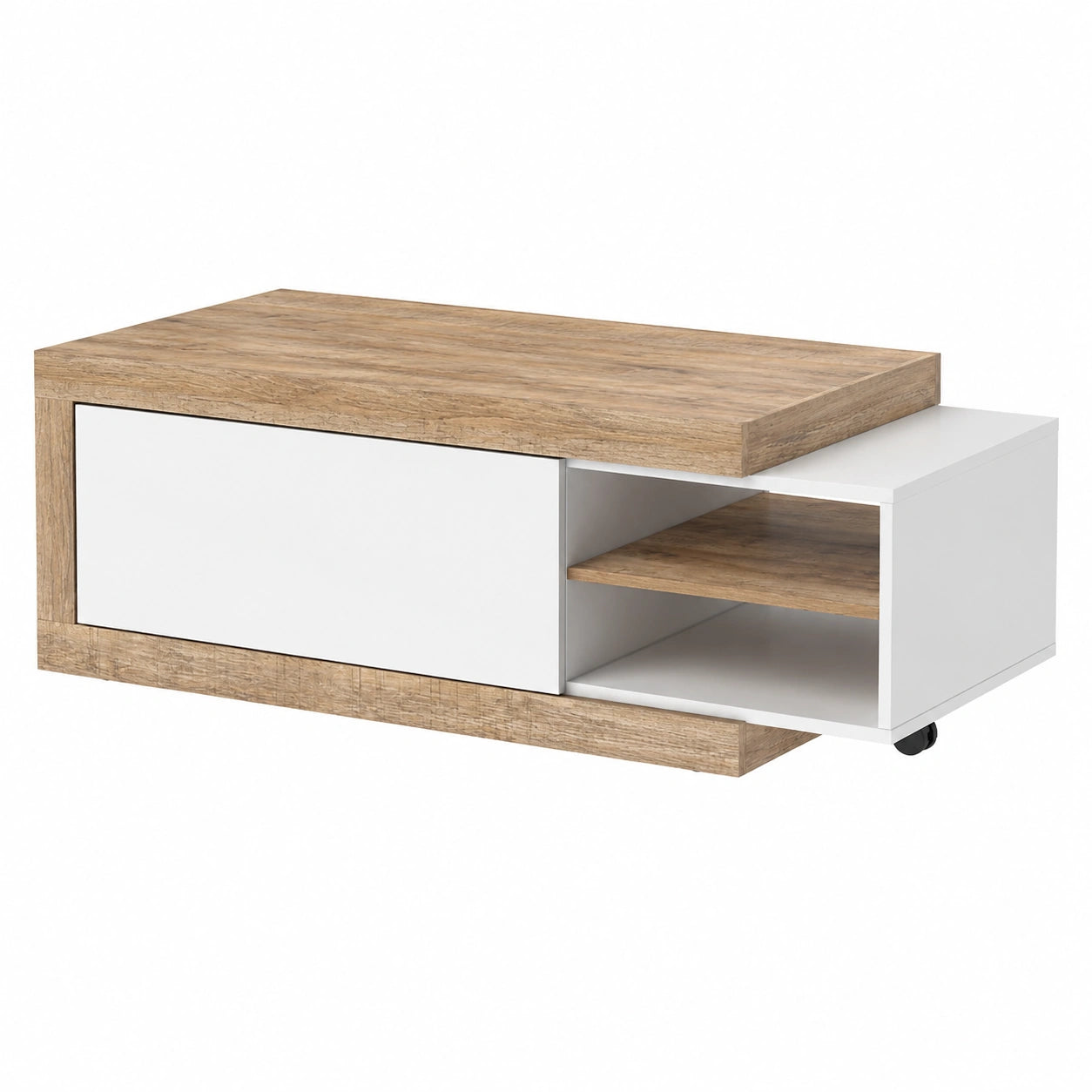 Table basse, extensible, en chêne, coloris blanc, pour le salon
