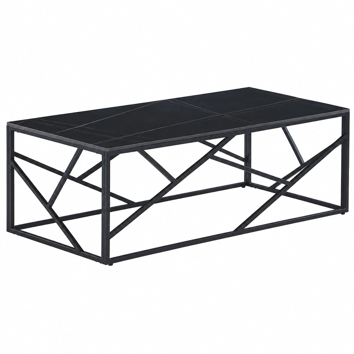 Table basse, en métal, coloris noir, pour le salon