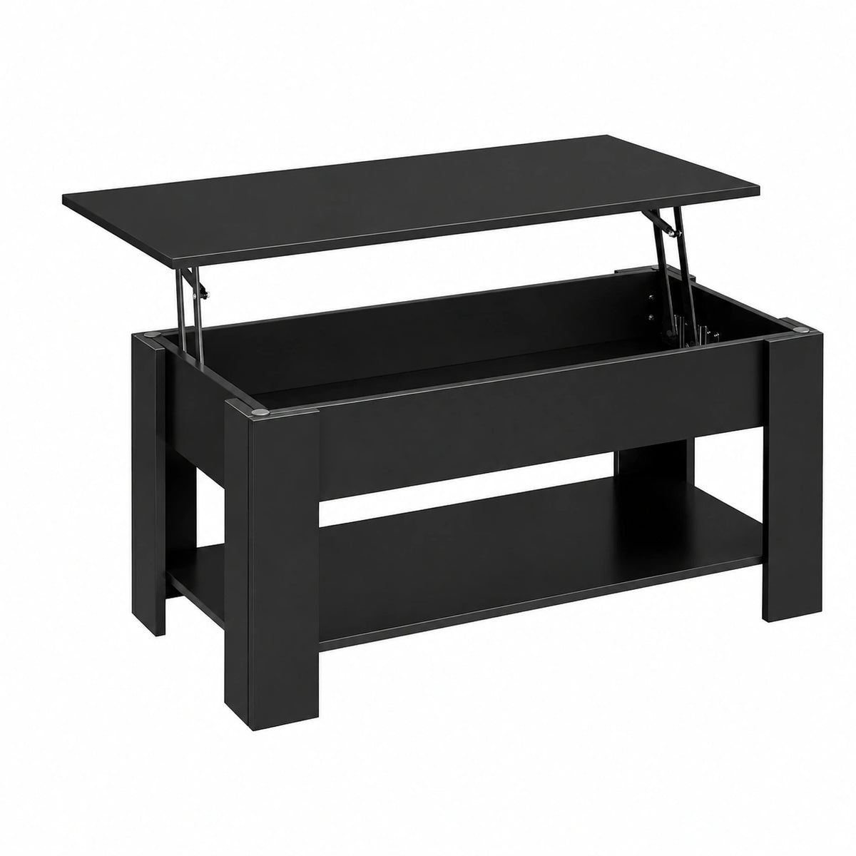 Bureau, avec rangement, en panneaux de bois, coloris noir, pour l’espace de travail