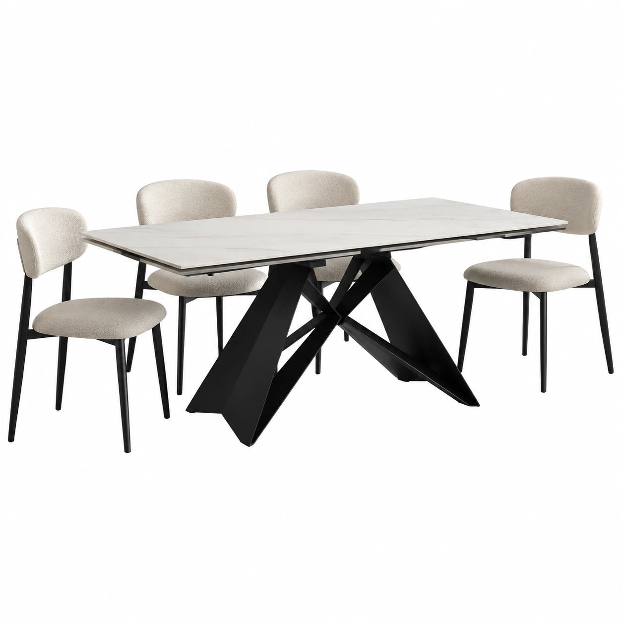 Table à manger, extensible, en métal, coloris noir et blanc, pour la salle à manger