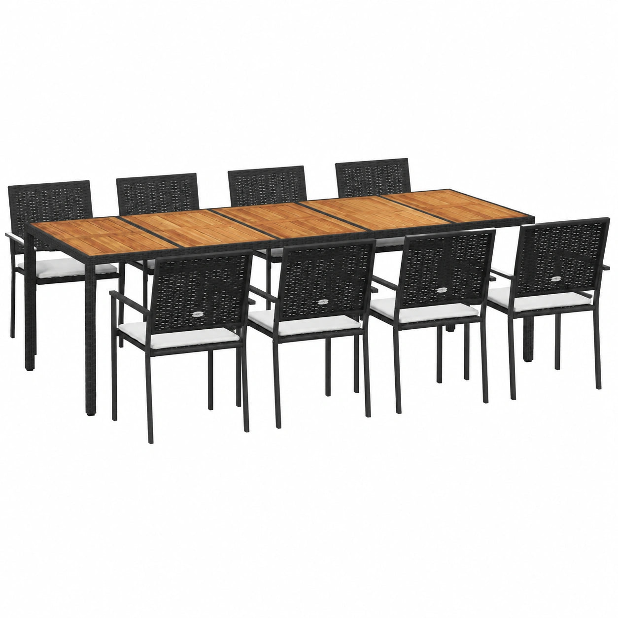 Table de jardin, extensible, en acier et résine tressée, coloris noir, pour la terrasse ou le jardin