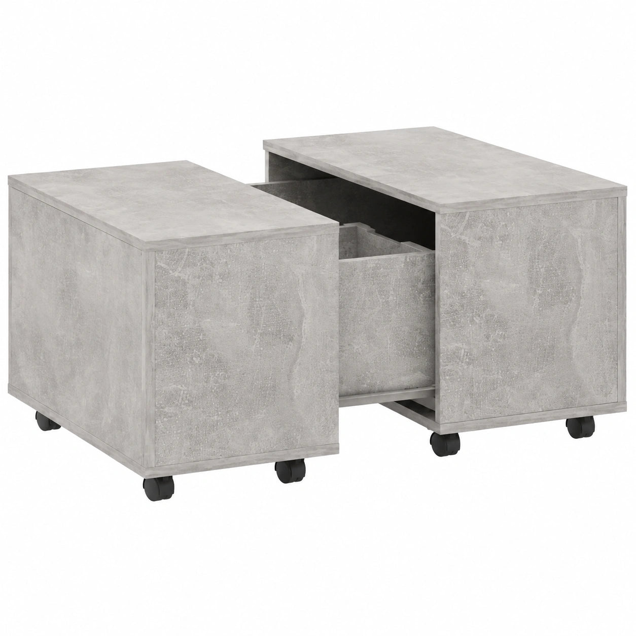 Table à manger, extensible, sur roulettes, coloris gris, 60 x 60 x 38 cm, pour la salle à manger