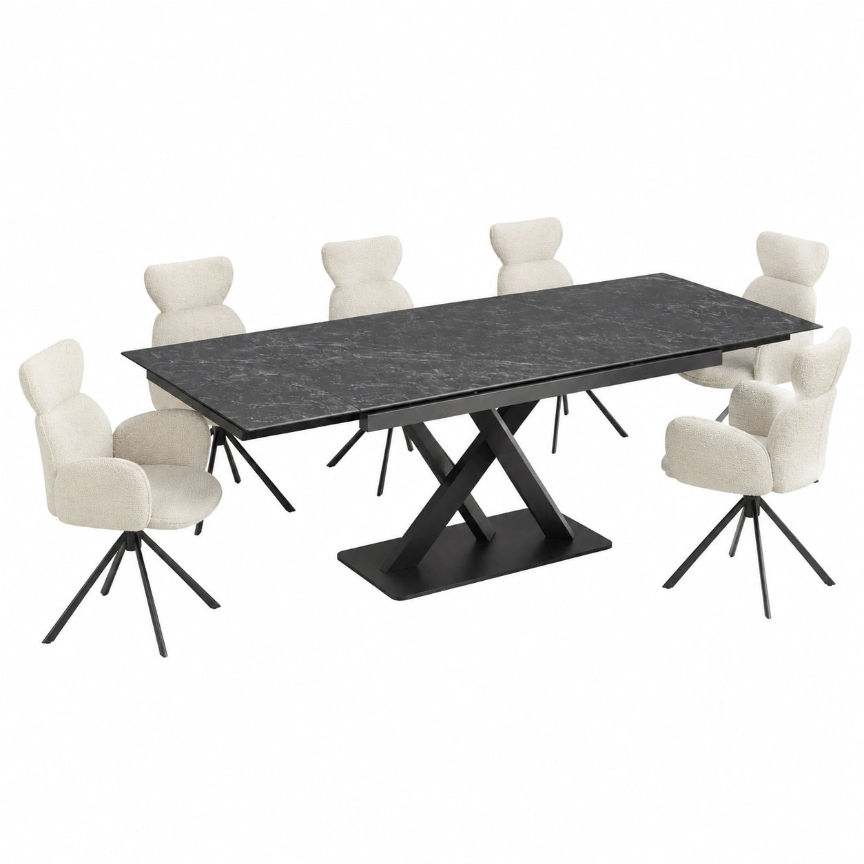 Table à manger, extensible, coloris noir, pour la salle à manger