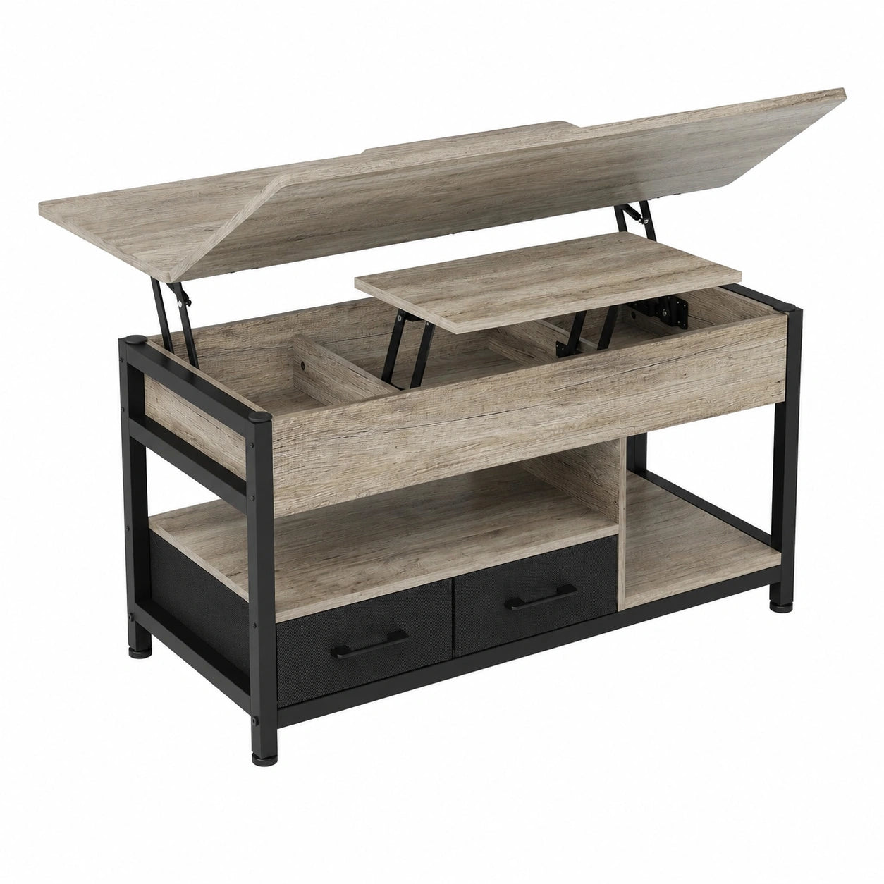 Bureau, extensible, avec rangement, avec tiroirs, coloris gris, pour l’espace de travail
